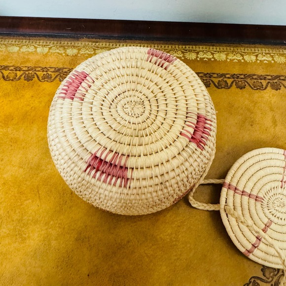 Coil Wicker Boho Baskets Set of 3 Storage Organize Handwoven Hanging Purse - Picture 12 of 12